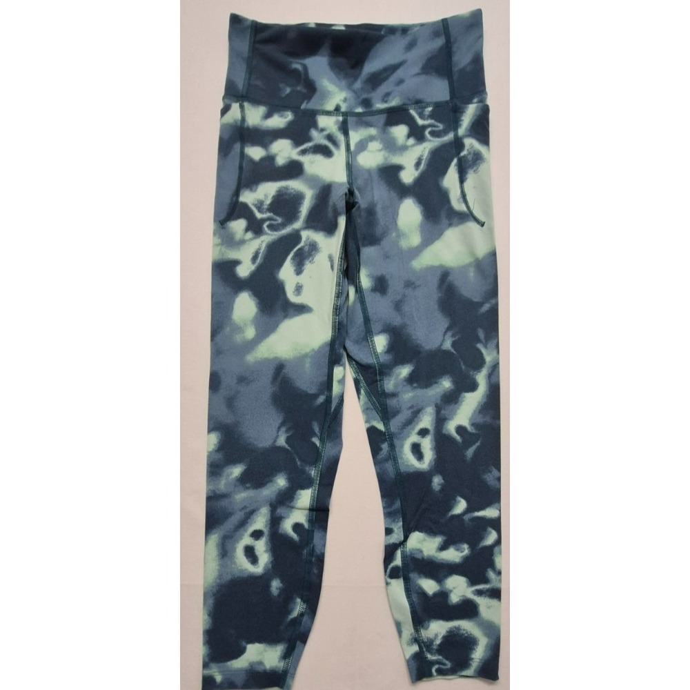 Under Armour women's blue/green tie-dye fitted yoga pants leggings sz SM workout